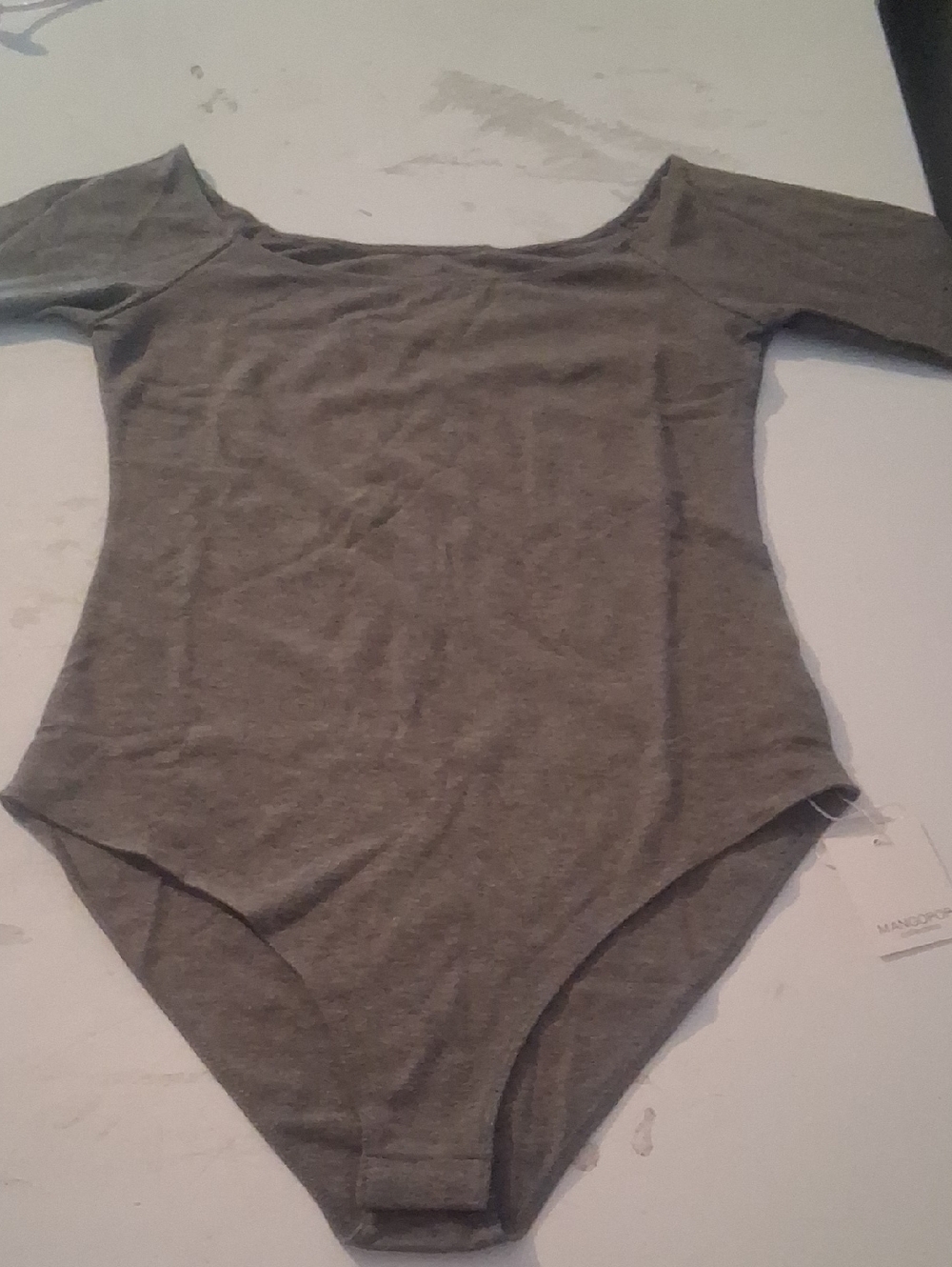 Maje Gray Scoop Neck Short Sleeve Bodysuit - Picture 2 of 7